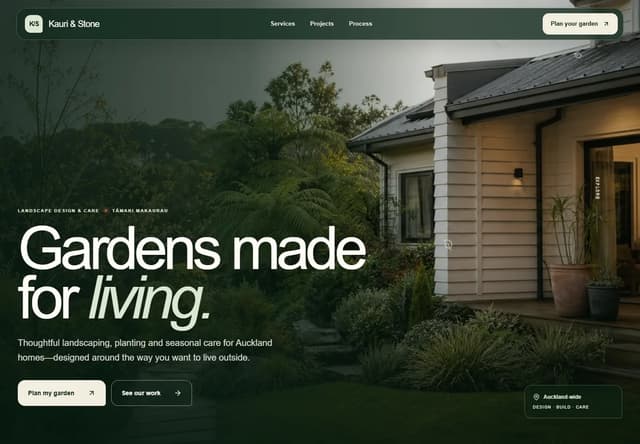 Kauri and Stone Home page preview