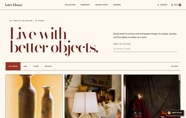 Aster House Shop page preview