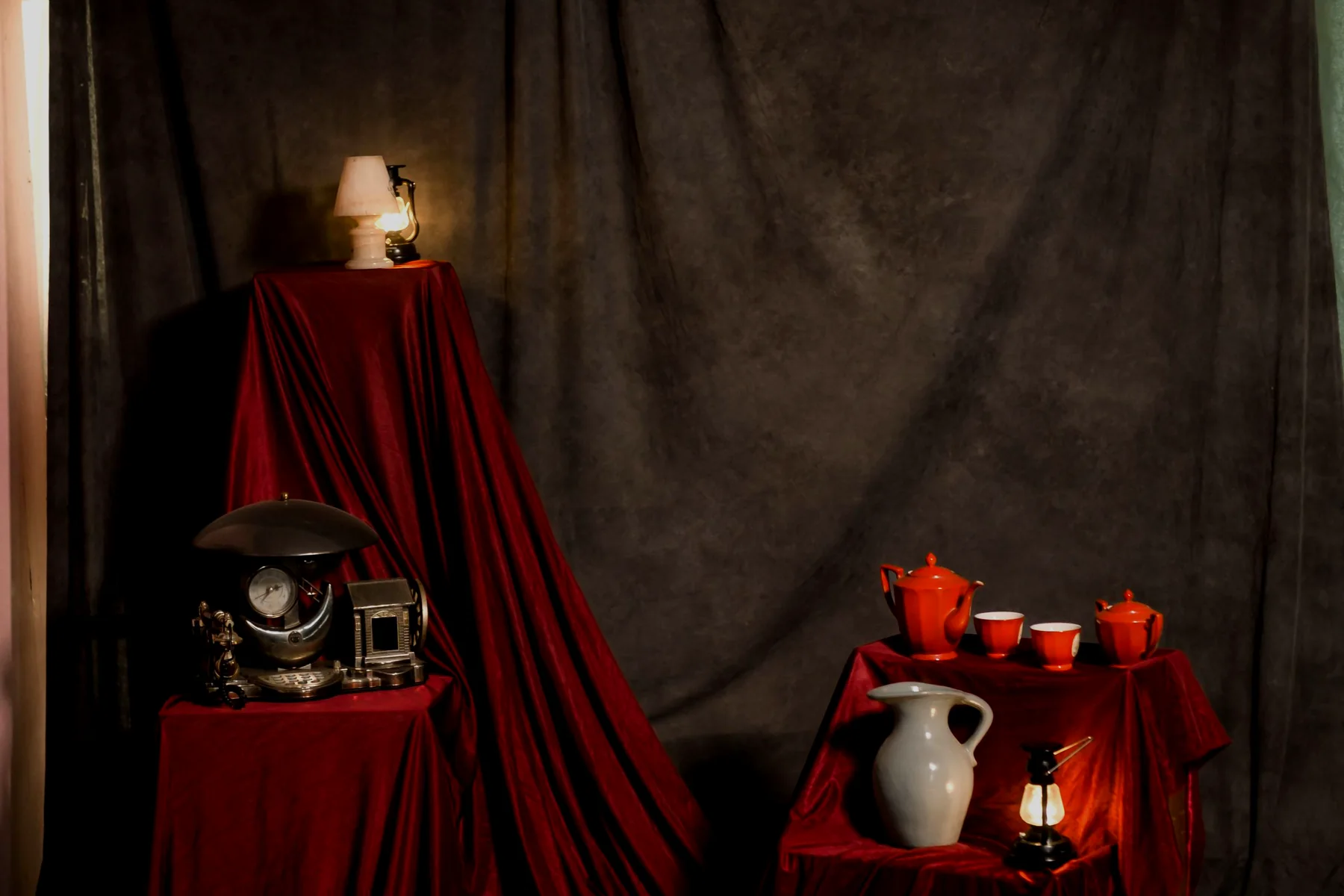 Layered ceramic vessels in a warm editorial home setting